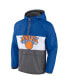 Men's Blue, Gray New York Knicks Anorak Flagrant Foul Color-Block Raglan Hoodie Half-Zip Jacket