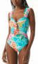 Фото #1 товара Carmen Marc Valvo Womens MULTI Scarf Tie-Front One-Piece Swimsuit Size 12 303952