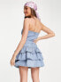 Фото #2 товара Miss Selfridge rara bandeau dress in bleach wash