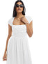 ASOS DESIGN square neck shirred bodice maxi dress with crochet bust in white