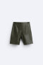 Leather cargo bermuda shorts