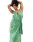 Фото #2 товара ONLY Curve strappy wrap dress in green mini leopard