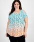 Plus Size Myra Ombré Cold-Shoulder Top, Created for Macy's