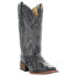 Фото #2 товара Corral Boots Distressed Embroidery Square Toe Cowboy Womens Black, Grey Casual