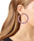 ფოტო #2 პროდუქტის Large Crushed Stone Hoop Earrings, 2.12"