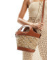 Фото #1 товара River Island embellished raffia basket bag in light brown