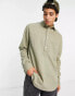 River Island long sleeve 1/2 placket shirt in green