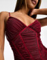 Jaded Rose contoured corset midi dress in burgundy