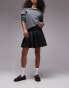 Фото #1 товара Topshop faux leather clean pleat mini skirt in black