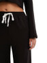 Фото #5 товара In The Style contrast drawstring waist wide leg side stripe trousers co-ord in black