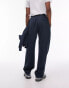 Topman pleat front straight leg jogger in navy