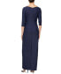 Women's Compression Surplice Draped 3/4-Sleeve Gown