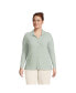 Фото #2 товара Women's Plus Size Long Sleeve Wide Rib Button Front Polo Shirt