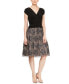 Фото #1 товара SLNY Women's Embellished Sheer Zippered Floral Fit Flare Dress Black 14