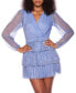 ფოტო #7 პროდუქტის Juniors' Metallic V-Neck Belted Tiered Dress