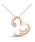 Kids Sterling Silver 18K Rose Plated with White Cubic Zirconia Heart 'LOVE' Necklace