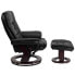 Фото #1 товара Contemporary Black Leather Recliner And Ottoman With Swiveling Mahogany Wood Base