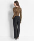 ფოტო #4 პროდუქტის Women's Animal-Print Ruched Crewneck Long-Sleeve Top