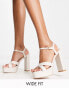 Фото #2 товара Simmi London Wide Fit Lemonade platform heeled sandals in bone