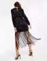 ASOS DESIGN embellished fringe beaded mini dress with beaded hem in black