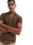 Фото #1 товара ASOS DESIGN muscle fit polo in textured brown