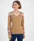 ფოტო #1 პროდუქტის Women's Fair Isle V-Neck Sweater