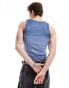 COLLUSION Ribbed muscle festival vest in blue with wash and print