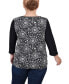 Фото #2 товара Plus Size 3/4 Sleeve Puff Print Cutout Top