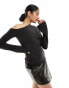 Фото #2 товара Weekday Kiara one shoulder long sleeve top in black