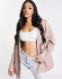 Missguided double breasted blazer in pink pinstripe