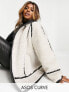 Фото #1 товара Куртка ASOS CURVE – Оверсайз-флигерская из искусственного меха, белая с воротником-шаль