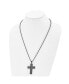 ფოტო #2 პროდუქტის Solid Black Carbon Fiber Cross Pendant Ball Chain Necklace