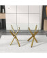 Фото #4 товара Modern Glass Dining Table for 6-8 with Golden Metal Legs