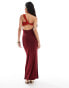 ASOS DESIGN bandeau with wrap around maxi dress in red colour block Красный, XS - EU 32-34 - фото #2