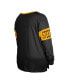 Фото #2 товара Women's Black Pittsburgh Steelers Plus Size Lace-Up Notch Neck Long Sleeve T-shirt
