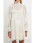 Women's Embroidered Organza Smock Neck Dress