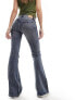 Weekday Flame low waist flared jeans in metro blue