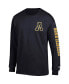 Фото #2 товара Men's Black Appalachian State Mountaineers Team Stack Long Sleeve T-shirt