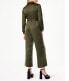 Фото #2 товара Scoop Wide Leg Satin Jumpsuit with Cargo Pockets Women Large Green Large