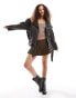 Фото #1 товара Lioness oversized distressed leather look pocket detail biker jacket in charcoal