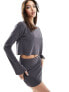 Фото #1 товара ASOS DESIGN co-ord ribbed slouchy off shoulder top in grey