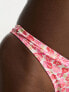 Hollister v-front high leg co-ord bikini bottom in white and pink floral