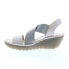 Фото #3 товара Fly London Yaji YAJI888FLY-025 Womens Gray Leather Wedges Sandals Shoes 41