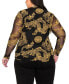 Фото #2 товара Plus Size Dragon Print Mesh Scoop Neck Long Sleeve Top