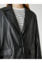 Куртка Koton Blazer Leather-Look Buttoned Pocket