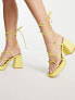 Urban Revivo tie up black heeled sandals in lemon yellow