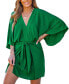 Women's Shamrock Green Surplice Mini Cover Up Dress