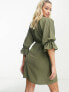 Фото #7 товара ASOS DESIGN Maternity nursing drawstring waist mini dress in khaki