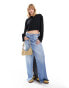 Фото #1 товара Monki long relaxed crop top in black