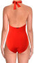 Lauren Ralph Lauren 262832 Women Solid Ruffle Halter One Piece Swimsuit Size 8